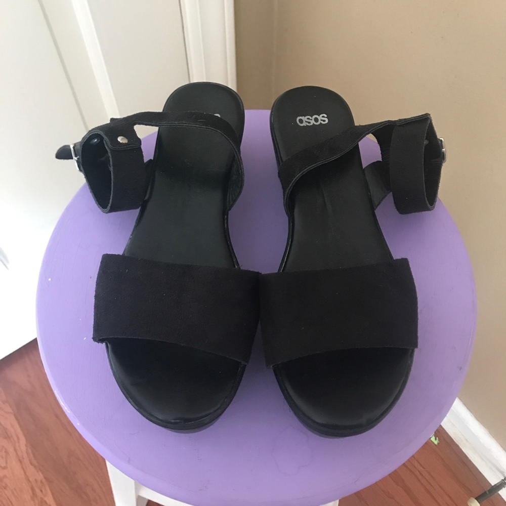ASOS Faux Suede Ankle Strap Platforms